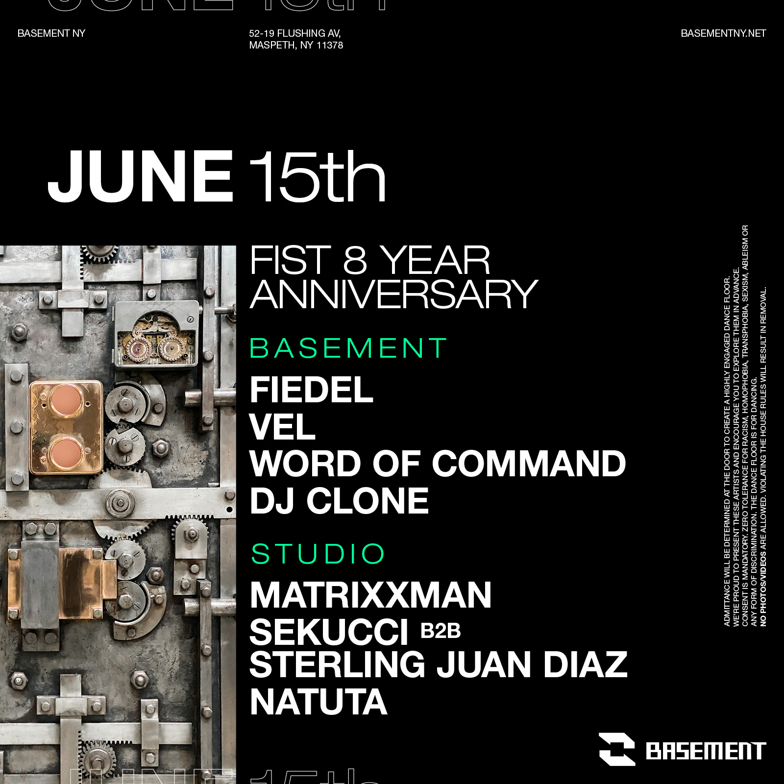 FIST Basement Fiedel Vel Word of Command DJ Clone null Studio Matrixxman  Sekucci b2b Sterling Juan Diaz Natuta